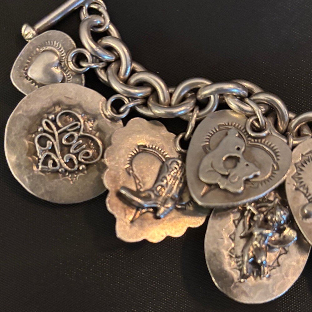 Colorful sterling Heart Charm Bracelet - Picture 7 of 9